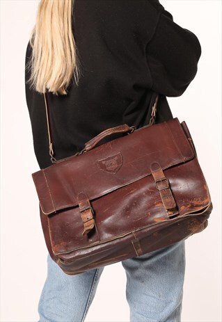 VINTAGE GENUINE SATCHEL MAROON BROWN LEATHER BAG