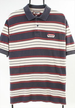 "Men's Vintage Reebok Athletic Department Navy Polo Shirt