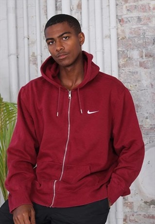 VINTAGE NIKE LOGO FULL ZIP HOODIE RED