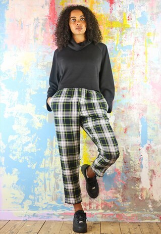 CROP TROUSERS & TOP CO-ORDINATES GREEN CHECK TARTAN
