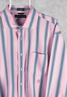 Vintage Pink Tommy Hilfiger Striped Shirt Long Sleeve XXL