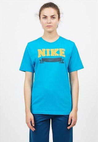 90S VINTAGE BLUE NIKE LOGO CREW NECK T-SHIRT
