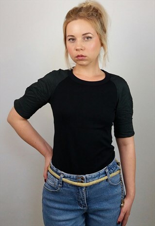 MARC CAIN STRETCH COTTON TOP PUFFY 3/4 SLEEVES IN BLACK