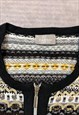 VINTAGE KNITTED CARDIGAN ABSTRACT PATTERNED ZIP UP KNIT 