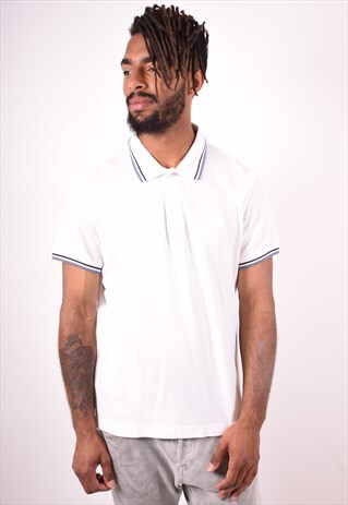 LOTTO MENS VINTAGE POLO SHIRT LARGE WHITE 90S