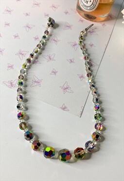 1970's Rainbow Glass Beaded Necklace