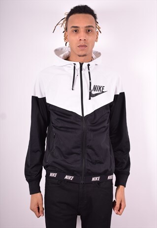 NIKE MENS VINTAGE HOODIE JACKET LARGE WHITE 90'S