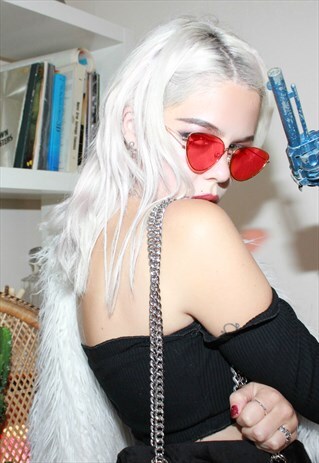 RED LENS 'DOLLY' AVIATOR SUNGLASSES