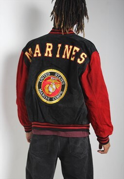 Vintage US MARINES Suede Jacket Black
