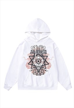 Pentagram hoodie Gothic star top slogan premium jumper white