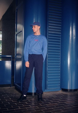 NAVY BLUE JOGGERS WITH ELASTICATED DRAWSTRING WAIST