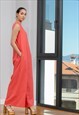 LINEN LOOSE FIT WATERMELON JUMPSUIT WITH POCKETS