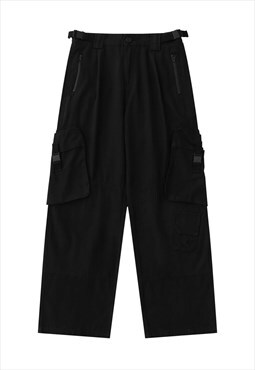 Cargo pocket joggers utility pants skate trousers in black 