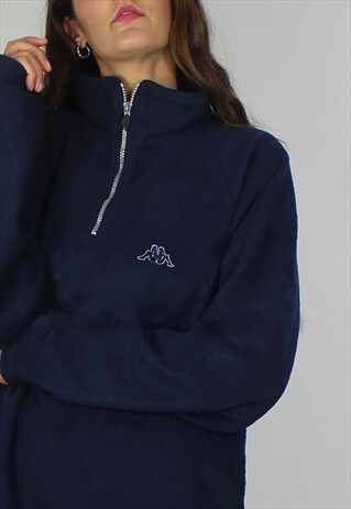 VINTAGE KAPPA FLEECE JUMPER W LOGO FRONT & 1/4 ZIP