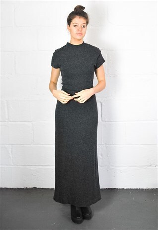 VINTAGE 90S HIGH NECK WOOL MAXI DRESS