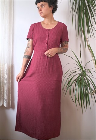 BUTTON-UP CORSET RED PLAID MAXI DRESS