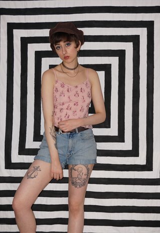 VINTAGE 90'S / Y2K FLORAL SPAGHETTI STRAP CAMI TOP