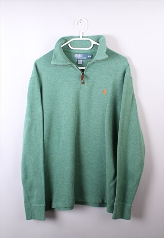 VINTAGE MENS GREEN RALPH LAUREN QUARTER ZIP JUMPER