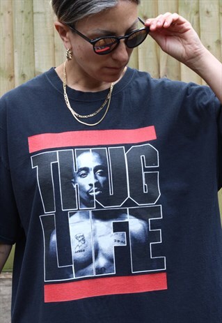 Vintage Y2K 2Pac Thug Life t shirt in black