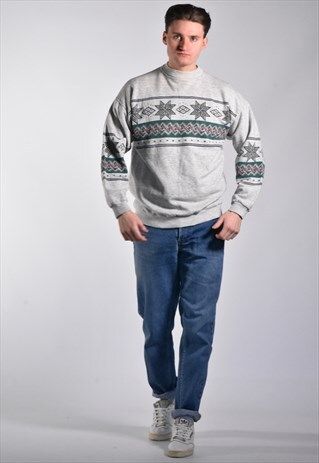 VINTAGE 1980S ABSTRACT SKI ALPINE SWEATSHIRT