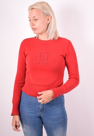 TOMMY HILFIGER WOMENS VINTAGE JUMPER SWEATER SMALL RED 90S