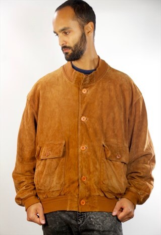 SUEDE JACKET / SUEDE BOMBER JACKET / SUEDE JACKET BROWN