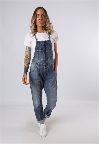 DENIM DUNGAREES VINTAGE STRAIGHT LEG UK 10 (3DQ)