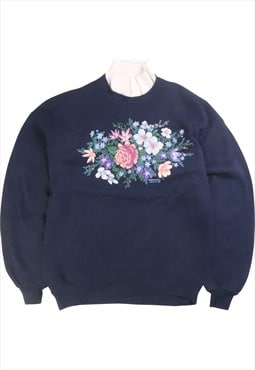 Vintage 90's Morning Sun Sweatshirt Flower Crewneck Navy