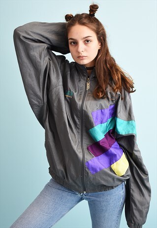 90'S RETRO ATHLEISURE WINDBREAKER BOMBER SHELL JACKET