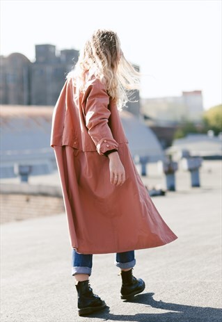 VINTAGE 80S BLUSH PINK OVERSIZED TRENCH COAT
