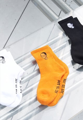 SPORT SOCKS WITH ALIEN MASK IN ORANGE
