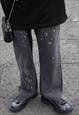 FLAME PATCH BOOTS FANCY PLATFORM BROGUE SHOES IN BLACK