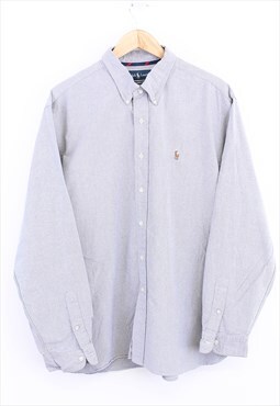 Vintage Ralph Lauren Shirt Grey Long Sleeve With Chest Logo