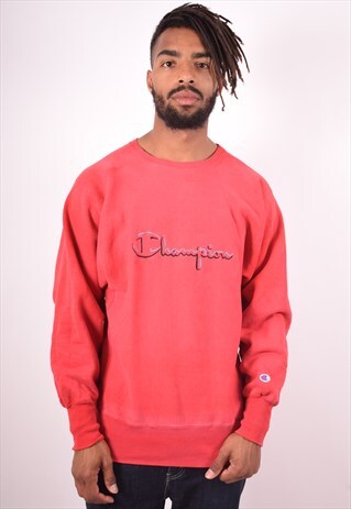 CHAMPION MENS VINTAGE SWEATSHIRT JUMPER LARGE RED 90S