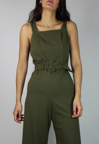 VINTAGE JUMPSUIT W MATCHING BELT - PINAFORE STYLE