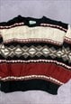 VINTAGE KNITTED JUMPER ABSTRACT PATTERNED CHUNKY SWEATER