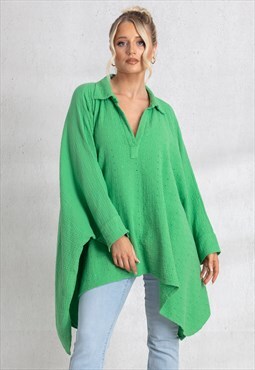 green oversized tunic shirt