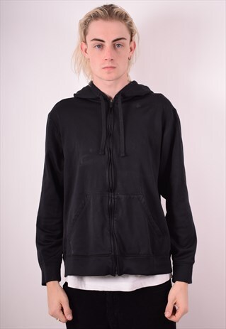 NIKE MENS VINTAGE HOODIE JUMPER LARGE BLACK 90S