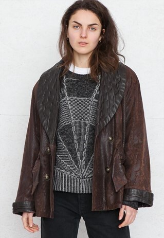 VINTAGE BROWN LEATHER JACKET COAT