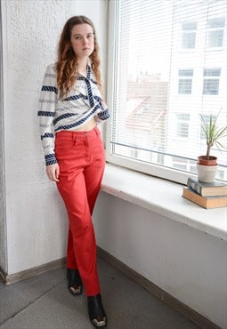 Vintage Red High Waisted Cotton JEP'S Pants