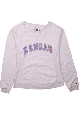 Vintage 90's Champion Sweatshirt Kansas Crew Neck Grey Small