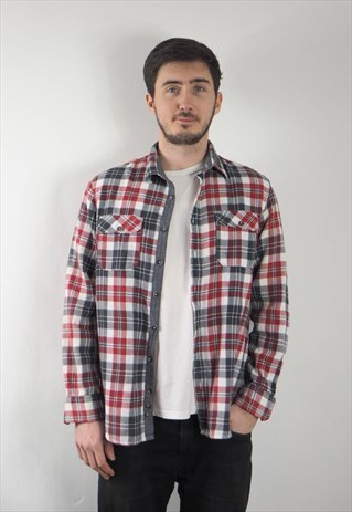 VINTAGE RED GREY CHECKED SHIRT