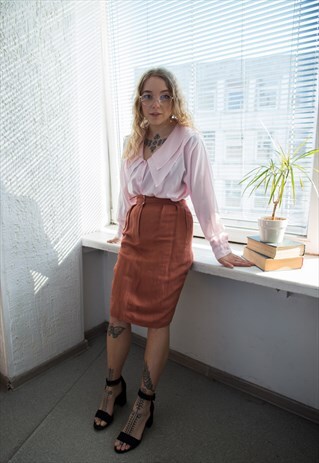 VINTAGE 70'S BROWN/PINK MINI HIGH WAISTED SKIRT