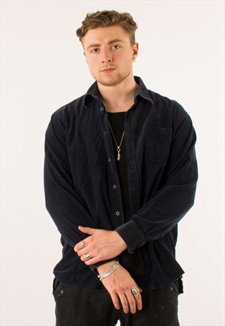 VINTAGE 90S NAVY CORDUROY SHIRT LARGE