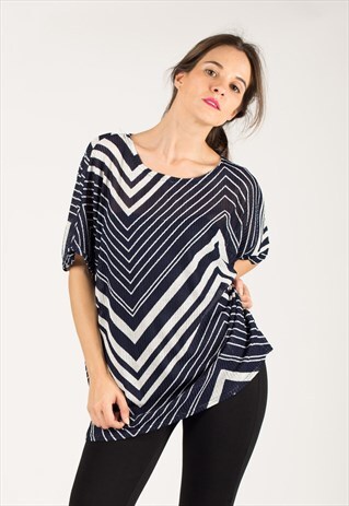 OVERSIZED MESH TOP MULTI BLACK WHITE COLOR CHECK PRINT CY
