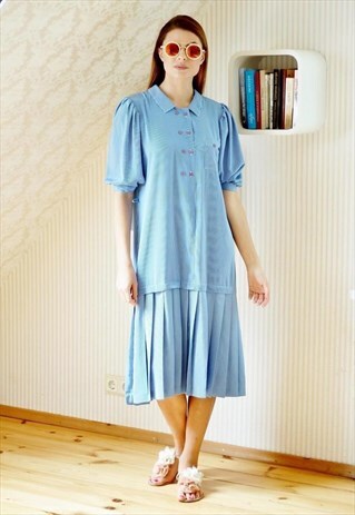 BLUE AND WHITE STRIPED DRESS