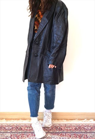 VINTAGE 80S BLACK LEATHER OVERSIZED JACKET