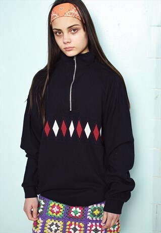 VINTAGE 90S BOYFRIENDS SWEATSHIRT JUMPER PULLOVER 1/4 ZIP