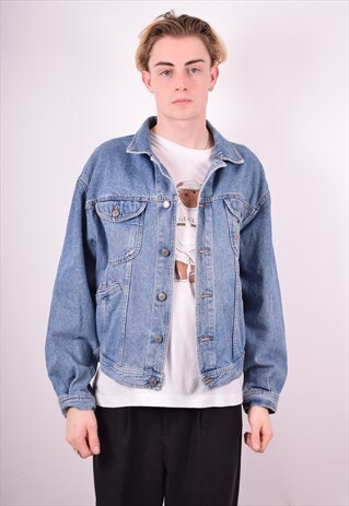 MENS VINTAGE DENIM JACKET LARGE BLUE 90'S