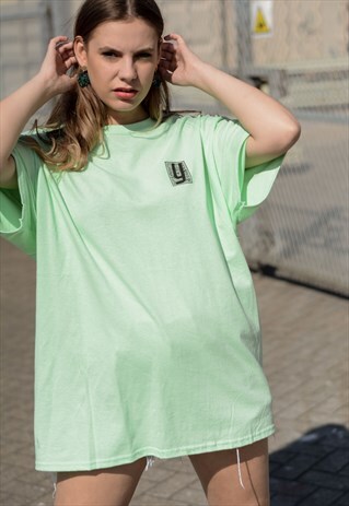 OVERSIZED T-SHIRT IN MINT WITH WAVEY PRINT